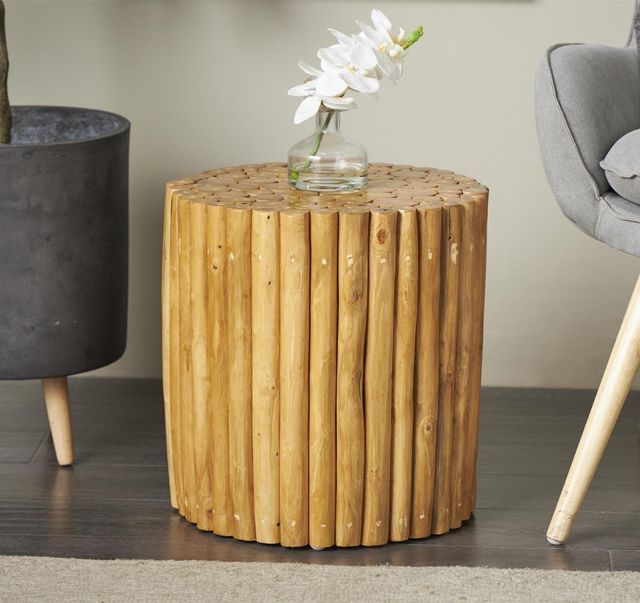 Deco Marche Brown Teak Accent Table-2