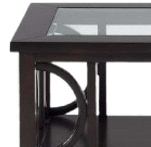 Jofran Inc. Panama Glass Top Cocktail Table with Brown Base-2