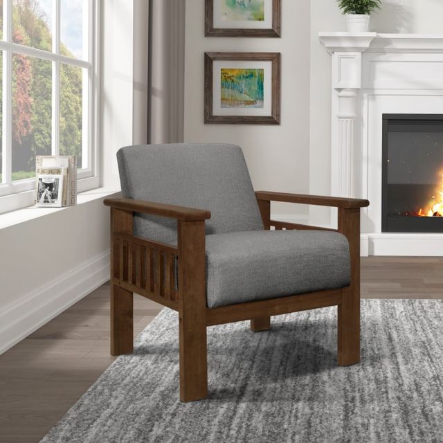 Homelegance® Helena Gray/Walnut Accent Chair with Storage Arms-1