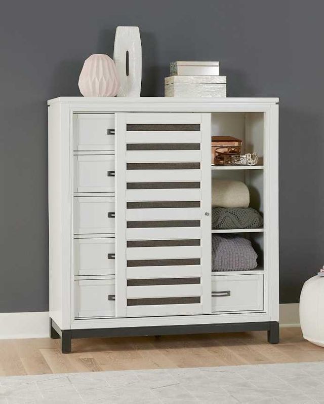 aspenhome® Hyde Park White Paint Sliding Door Chest-3