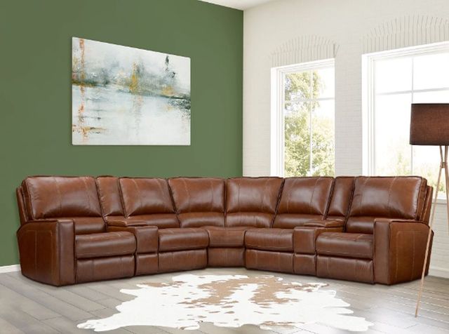 Parker House® Rockford 6-Piece Verona Saddle Power Reclining Sectional with Power Headrests-2