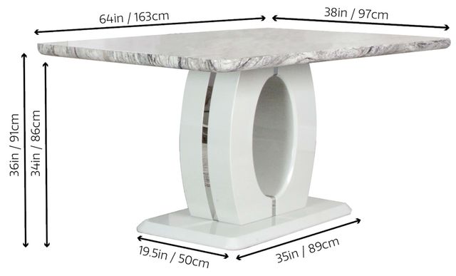 Cramco Dyane Faux Marble Top Counter Height Table with Light Gray Base-3