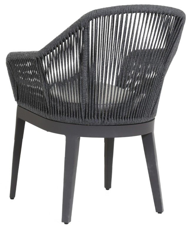 Sunset West Milano Charcoal Gray Aluminum/Olefin Rope Outdoor Dining Arm Chair with Echo Ash Cushion-2