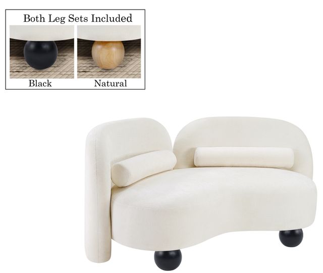 Meridian Furniture Daphne Cream 64" Chenille Fabric Loveseat-1