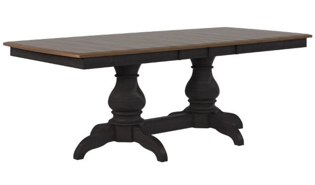 Country View Woodworking Customizable Merced Elm Top 42" Dining Table with 4-Leaves and Brown Maple Base-0
