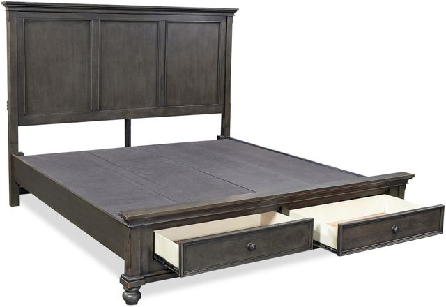 aspenhome® Oxford Peppercorn King Panel Storage Bed-1
