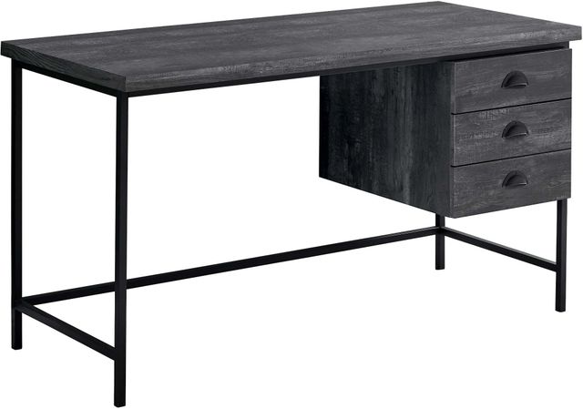 Monarch Specialties Inc. 55"L Black Reclaimed Wood Black Metal Computer Desk-0
