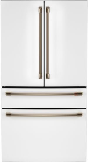 front view of the Café™ 36 in. 28.7 Cu. Ft. Matte White French Door Refrigerator