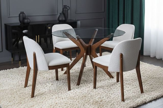 New Classic® Home Furnishings Reeves Glass Dining Table Top with Brown Cherry Base-1