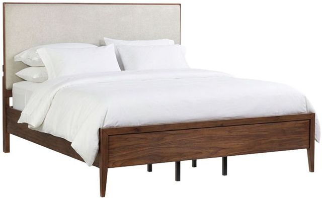 aspenhome® Jasper Modern Walnut/White King Upholstered Panel Bed-0