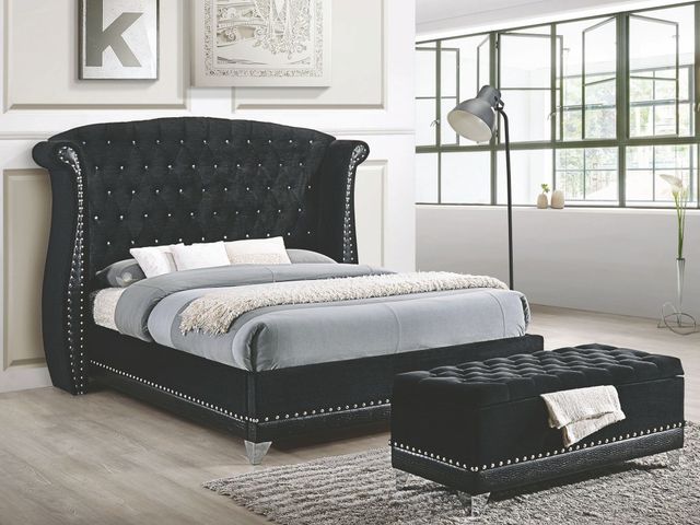 Coaster® Barzini Black/Chrome Queen Upholstered Bed-1