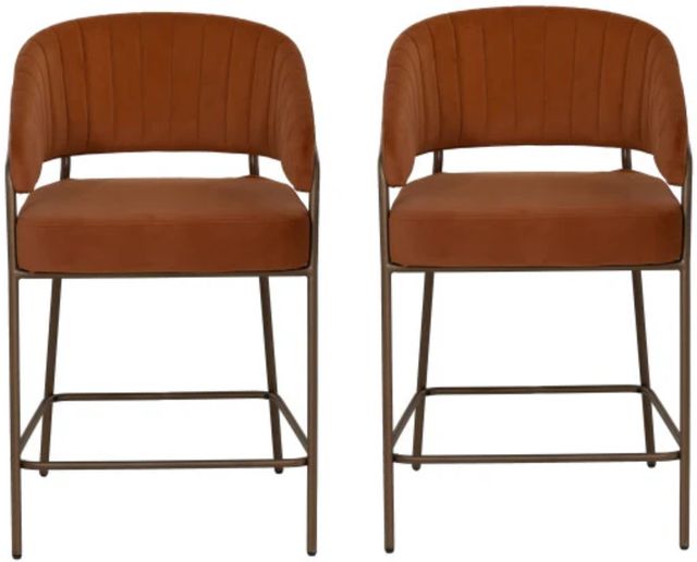 Linon Portland 2-Piece Bronze/Caramel Counter Stool Set-3