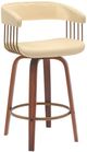 Armen Living Topanga Cream/Walnut Swivel Counter Stool-0