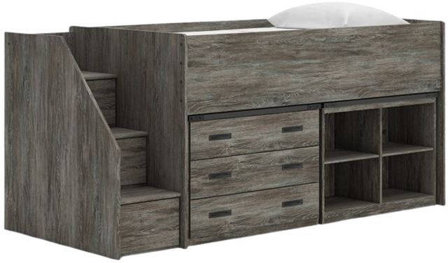 Signature Design by Ashley® Frandern Gray Twin Loft Bed with Bookcase and Drawer Storage-0