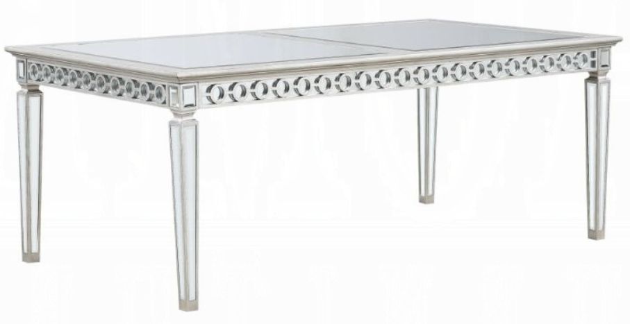 Varian Mirrored & Antique Platinum Dining Table (72