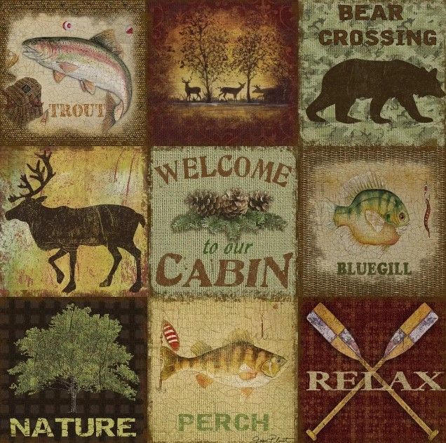 Classy Art Lodge Collage by Jean Plout Wall Art-0