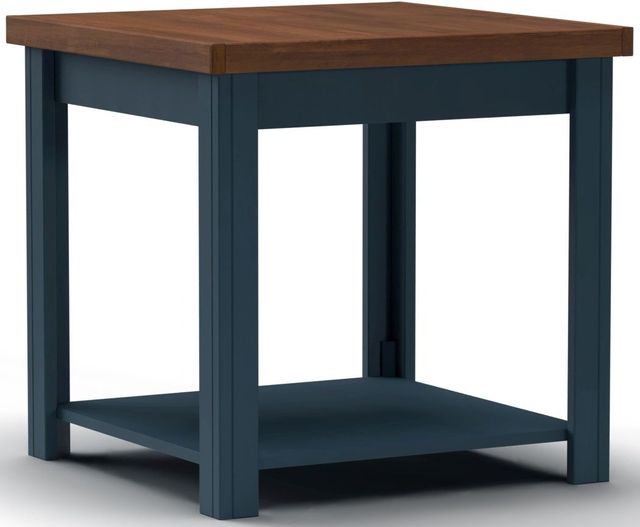 Legends Home Nantucket Blue Denim End Table with Whiskey Top