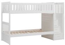 Mazin Furniture Galen White Twin/Twin Youth Step Bunk Bed-1