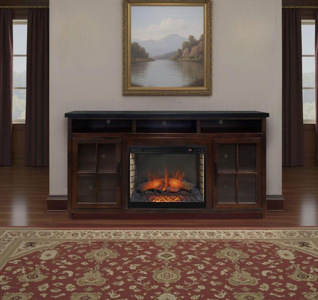 Legends Home Rockport Black/Rosewood 74" Fireplace Console-1