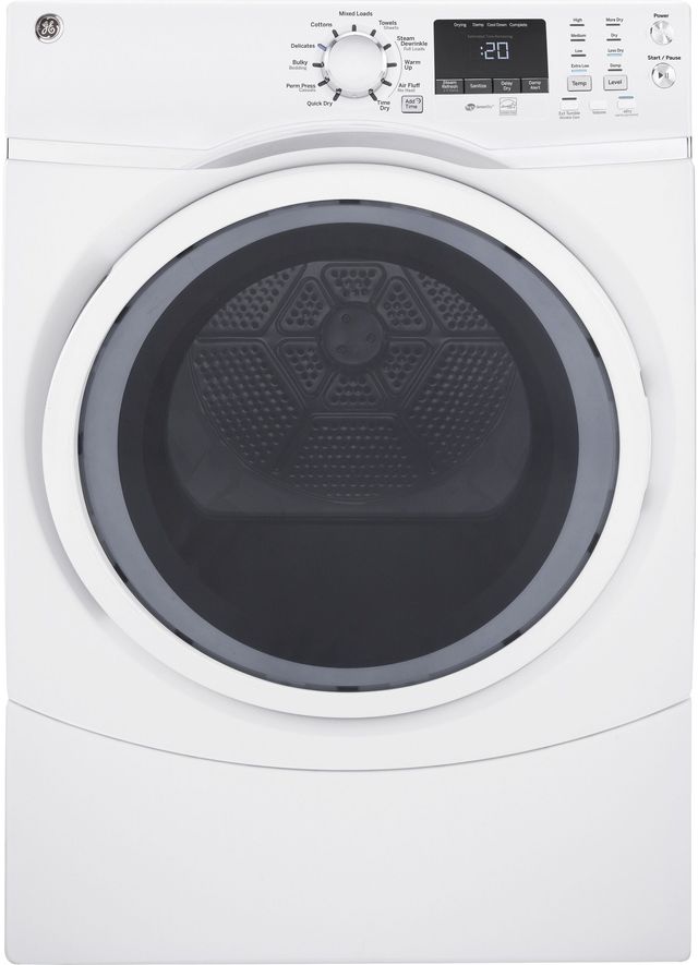 GE® 7.5 Cu. Ft. White Front Load Gas Dryer-0