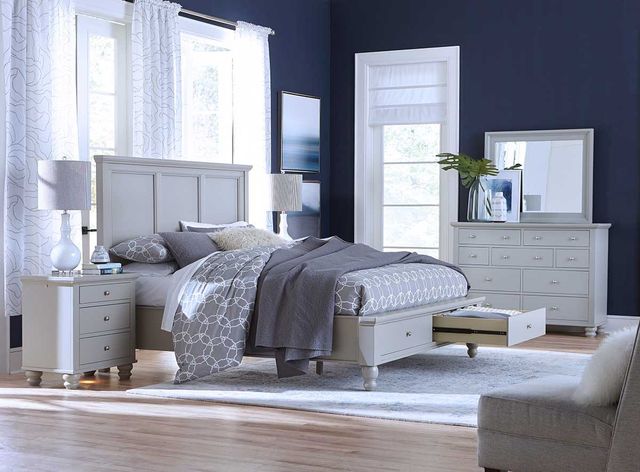 aspenhome® Cambridge Light Gray Paint Queen Storage Bed-1