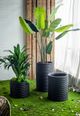 A & B Home Black Ridged Round Planter -5