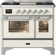 Ilve® Majestic III 40" Antique White Pro Style Dual Fuel Liquid Propane Range with Triple Glass Door and Chrome Trim-0