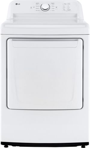 front view of the LG 7.3 Cu. Ft. White Front Load Electric Dryer