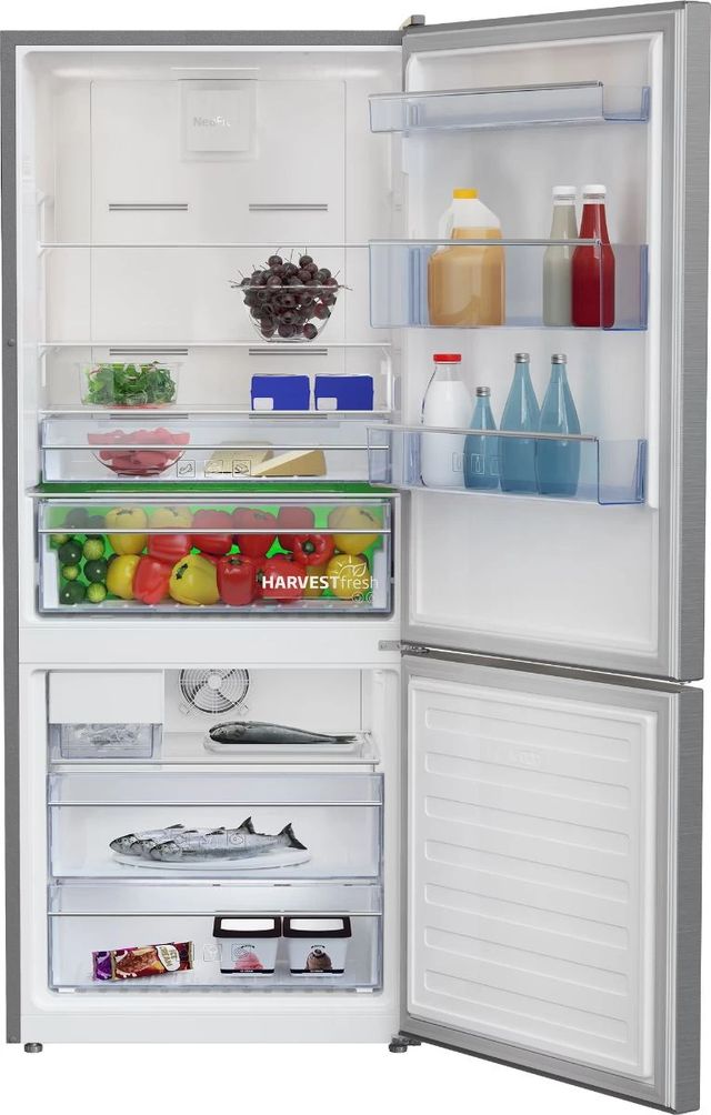 Beko 28" 13.8 Cu. Ft. Fingerprint-Free Stainless Steel Counter Depth Bottom Freezer Refrigerator-2