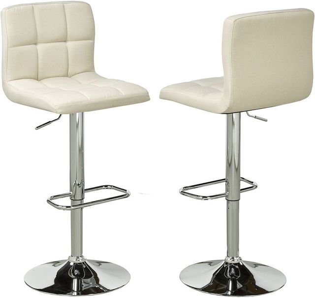 Brassex Inc. 2-Piece Ageless Crème/Chrome Adjustable Stool Set-2