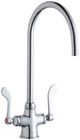 Elkay Chrome Single Hole Concealed Deck Laminar Flow Faucet with 8" Gooseneck Spout and 4" Wristblade Handles-0