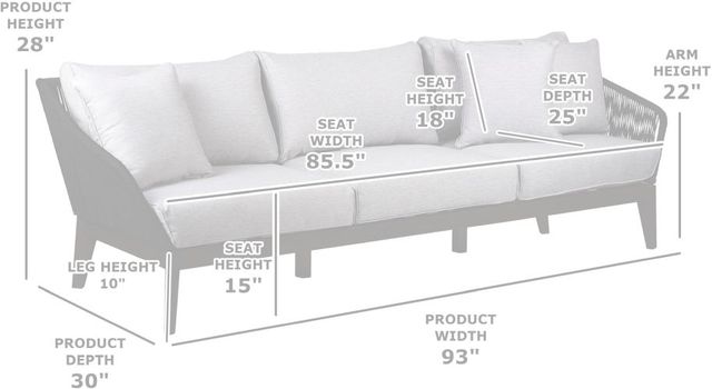 Armen Living Athos Fabric/Rope/Wood Charcoal/Light Brown/Light Gray Outdoor Sofa-2
