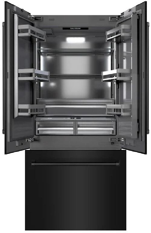 ZLINE 36" 19.6 Cu. Ft. Black Stainless Steel Built-In French Door Refrigerator with Graphite Gray Interior-1