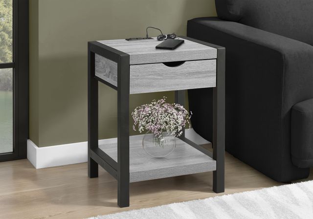 Monarch Specialties Inc. Black/Grey 24" End Side Table with 1 Drawer-1