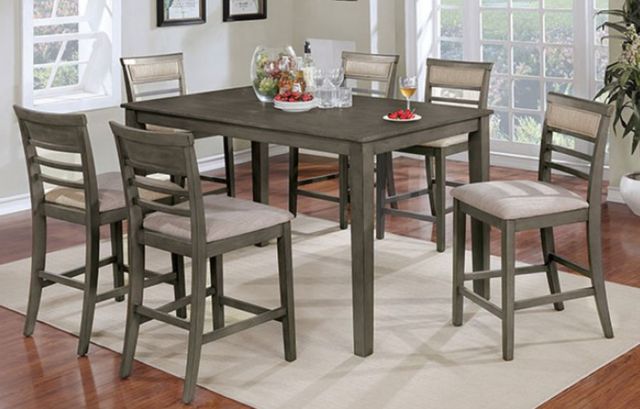 Furniture of America® Fafnir 7-Piece Beige/Weathered Gray Counter Dining Set-1
