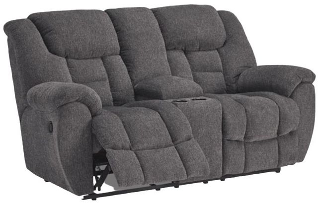Signature Design by Ashley® Foreside Charcoal Manual Reclining Loveseat with Console-4