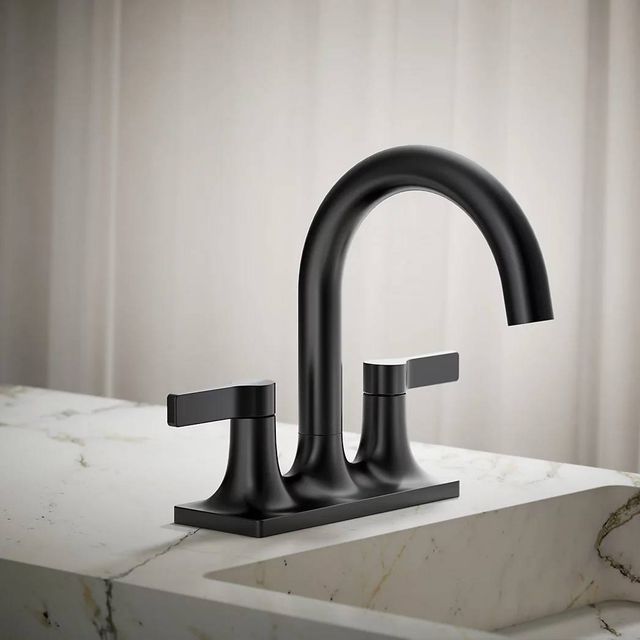 KOHLER® Venza® Matte Black Centerset Bathroom Sink Faucet-3