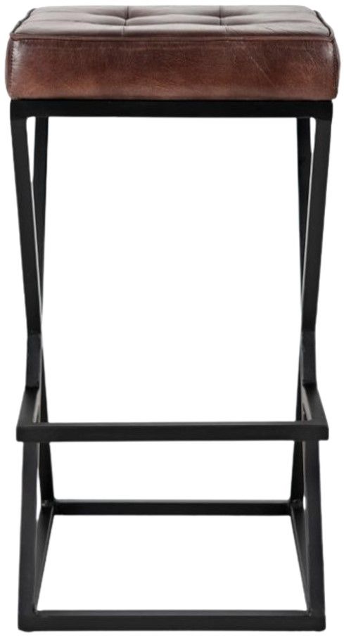 Jofran Inc. Global Archive Brooks Black/Dark Sienna Leather Counter Stool-2