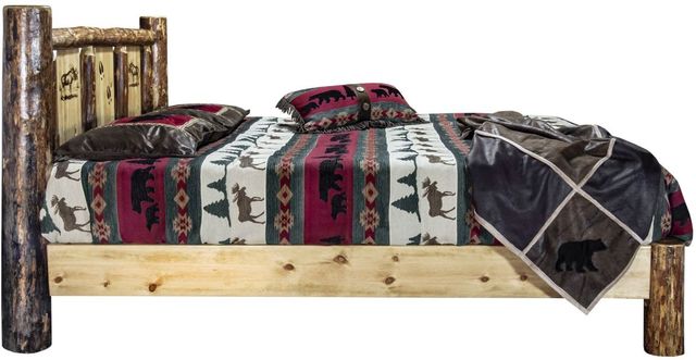 Montana Woodworks® Glacier Country Stained and Lacquered California King Platform Bed with Laser Engraved Moose Design-2