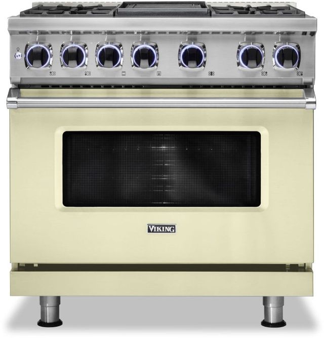Viking® 7 Series 36" Vanilla Cream Pro Style Dual Fuel Natural Gas Range with 12" Reversible Griddle-0