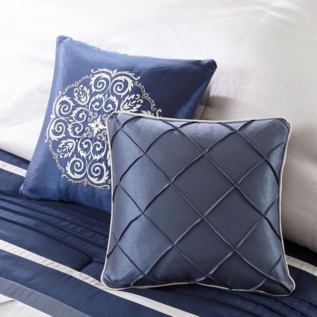 Olliix by Madison Park 7 Piece Navy Queen Blaire Comforter Set-3