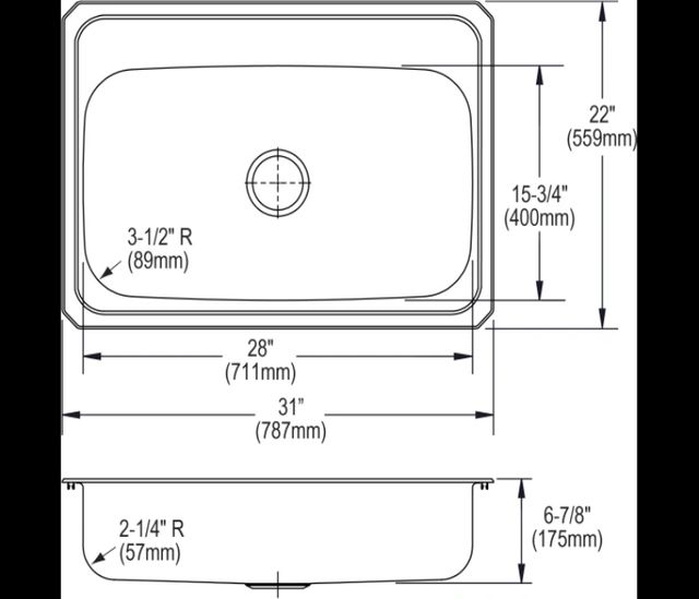 Elkay Celebrity® Brushed Satin 31'' 1-Hole Single Bowl Drop-in Sink-1