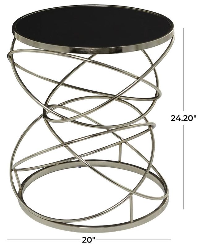 Deco Marche U Select Black Accent Table with Silver Open Ring Base-3