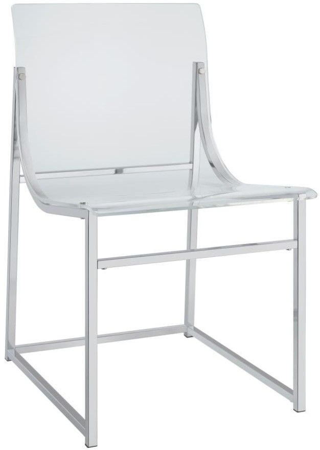 Coaster® Adino 2-Piece Chrome/Clear Dining Side Chair Set