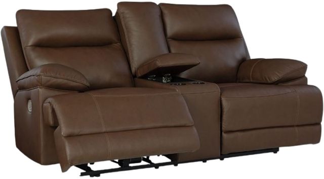 Signature Design by Ashley® VonRyan Tobacco Power Reclining Loveseat with Adjustable Headrest-2