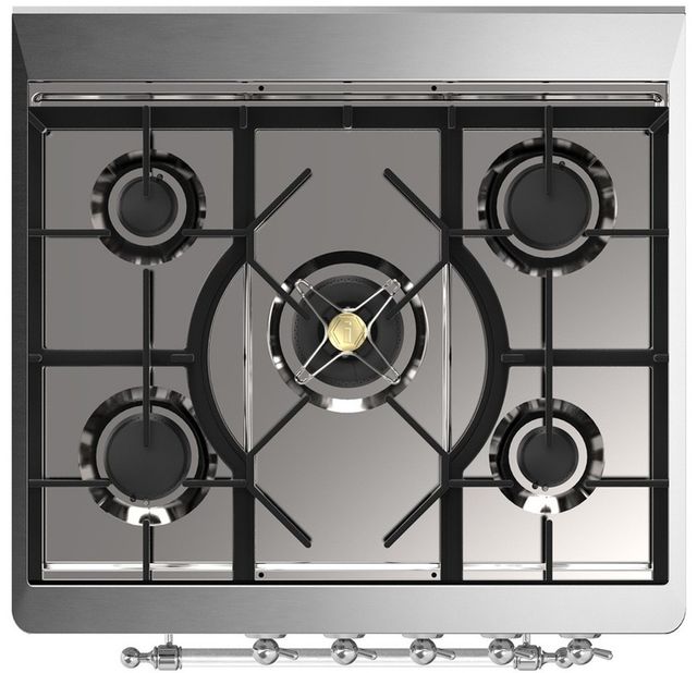 Ilve® Majestic III 30" Custom Pro Style Dual Fuel Natural Gas Range with 5 Black Brass Burners and Chrome Trim-2