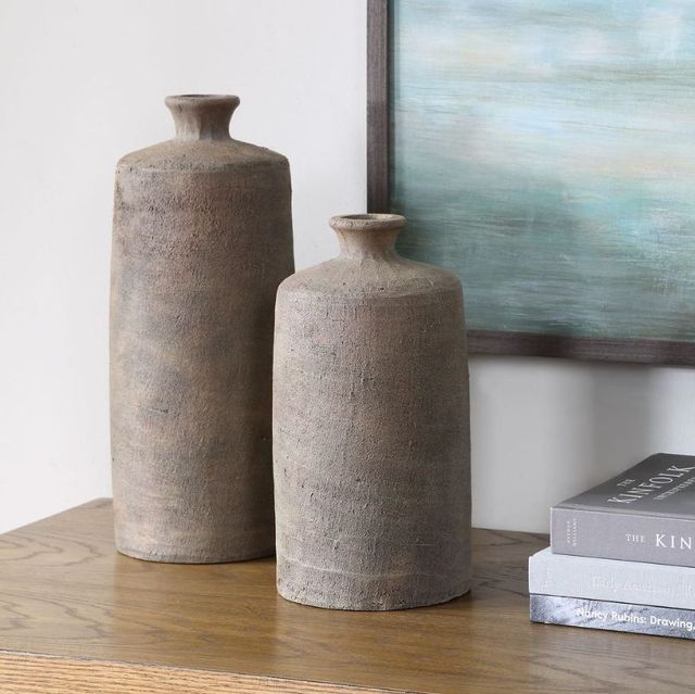 Uttermost® Terrene 2-Piece Stone-like Clay Vases-1