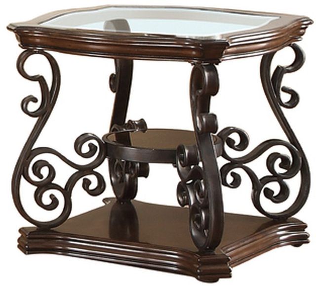 Coaster® Laney Glass Top End Table with Deep Merlot Base-0