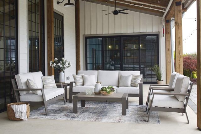Signature Design by Ashley® Tropicava 3-Piece Taupe Outdoor Table Set-3