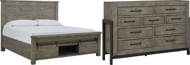 Signature Design by Ashley® Brennagan 2-Piece Gray California King Storage Panel Bed Set-0